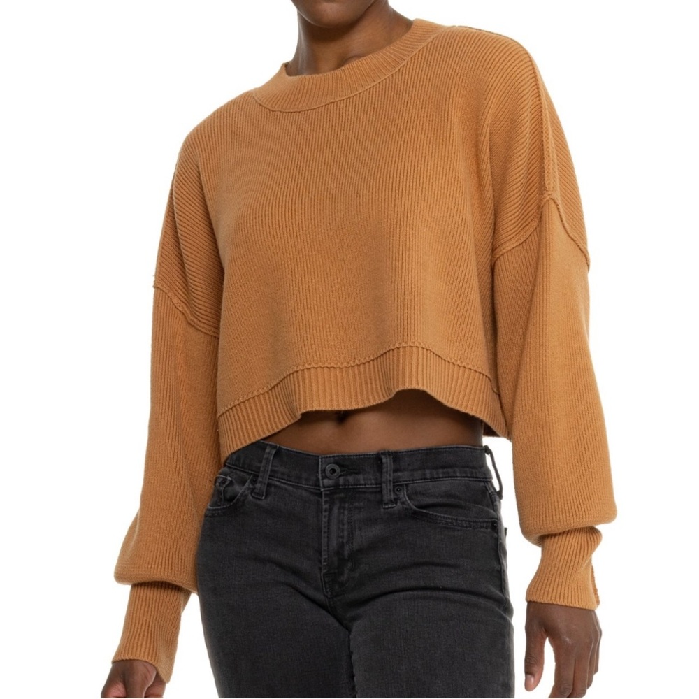 Free People Cropped Sweater color Bran